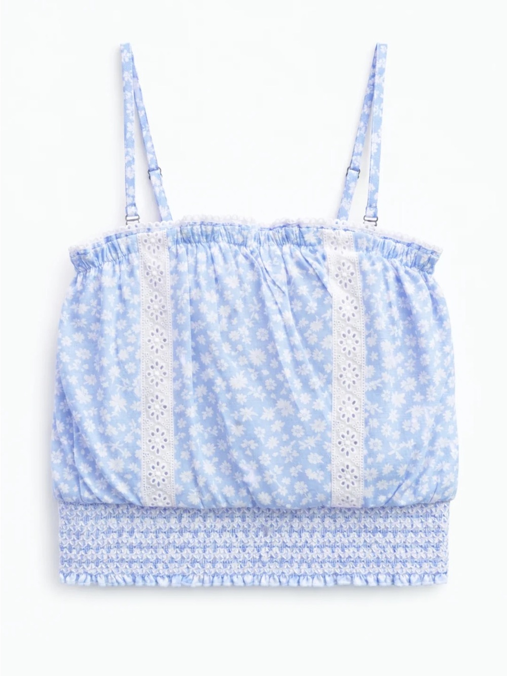 NWT KATIEJ NYC Bell Top in Ditsy Blue Floral - Size Small